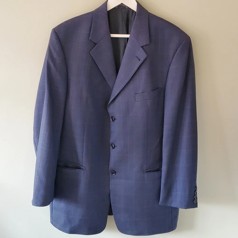 Mario Barutti 42 Reg Old Money Timeless Preppy Formal Glen Plaid Wool Blazer